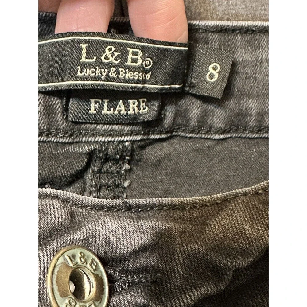 L&B Lucky And Blessed Viniage Women’s Size 8 Black Flare Jeans Y2K Raw Hem